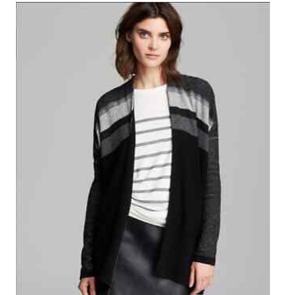 Vince Variegated Striped Wrap Cardigan - Picture 1 of 10